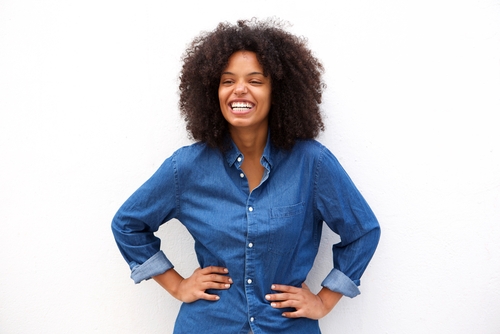 Young woman smiling after LASIK