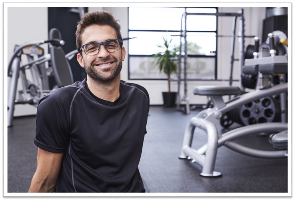 Man wearing glasses at the gym