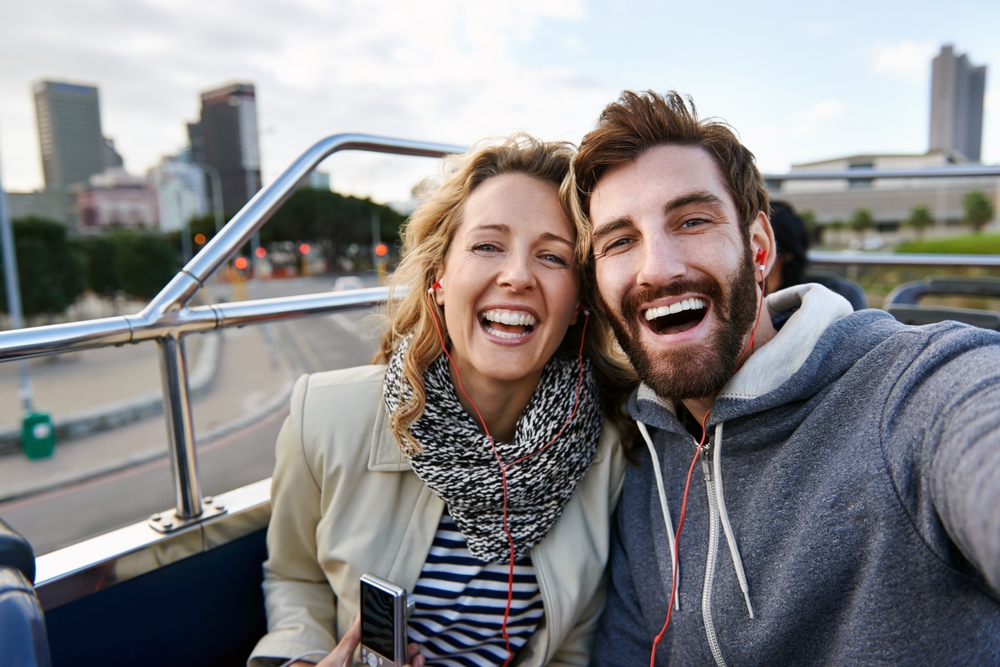 Happy Couple taking selfie photo