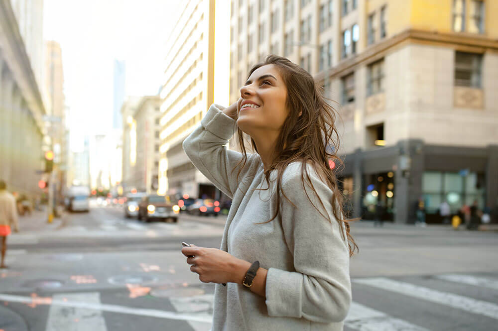 Woman Smiling in New York City